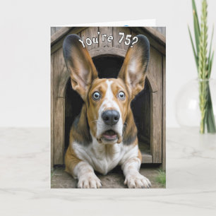 75th Birthday Humor with Basset Hound  Card