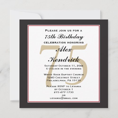 75th Birthday Invitation