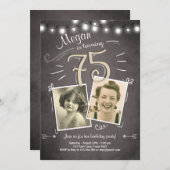 75th Birthday Invitation Vintage Adult Birthday (Front/Back)