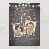75th Birthday Invitation Vintage Adult Birthday