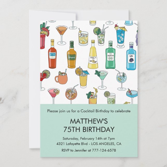 75th birthday invitations Cocktail Contemporary (Front)