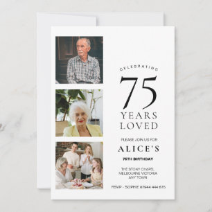 75th Birthday Invite with Photo, 75 Years Loved