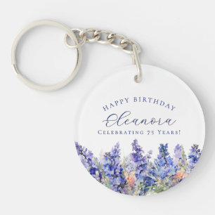 75th Birthday July Birth Flower Gift Custom Keychain