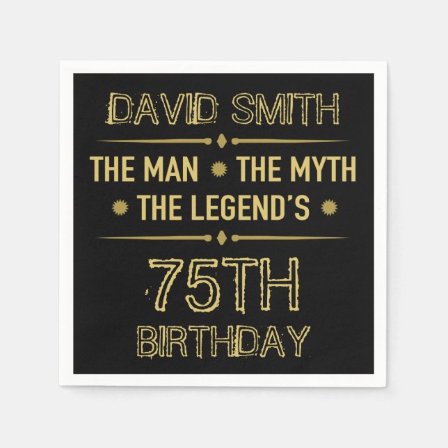 75th Birthday Man Myth Legend Napkins (Front)
