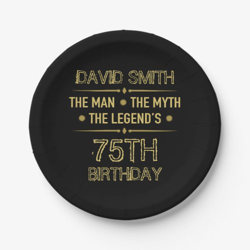 75th Birthday Man Myth Legend Paper Plates