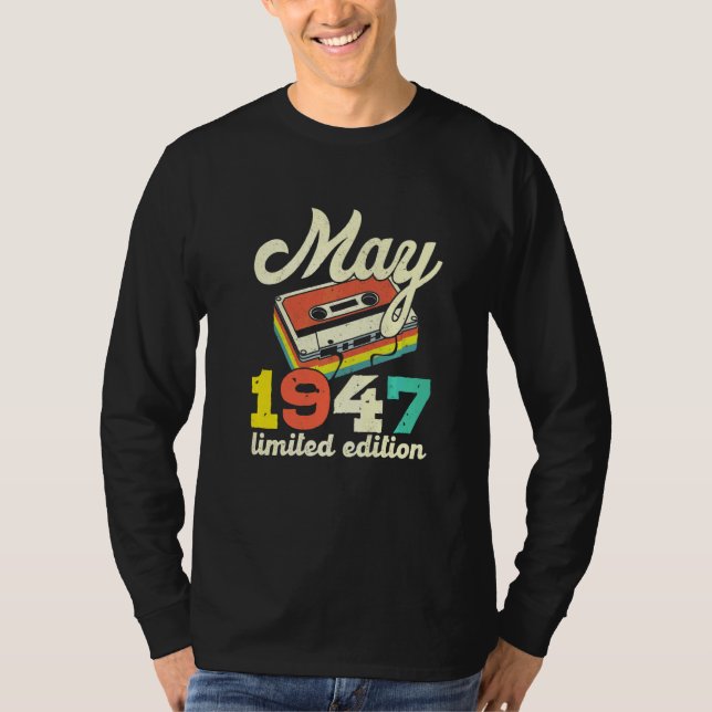 75th Birthday May 1947 Vintage Cassette T-Shirt (Front)