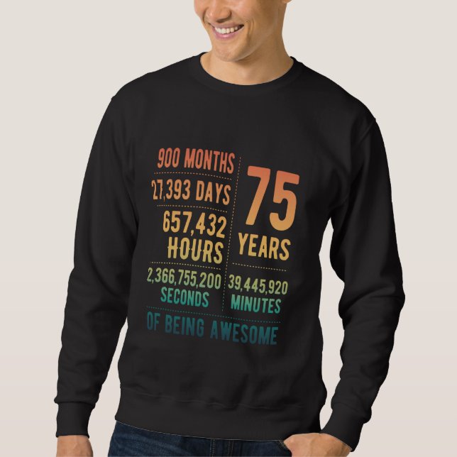 75th Birthday Men Women Funny 75 Years Old Sweatshirt (Front)