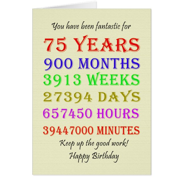 75th Birthday Milestones Cards (Front)