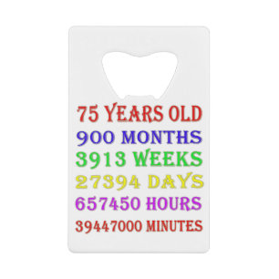 75th Birthday Milestones Credit Card Bottle Opener