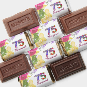 75th Birthday Mini Chocolates Floral Elegant Hershey's Miniatures