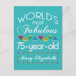 75th Birthday Most Fabulous Colorful Gem Turquoise Postcard