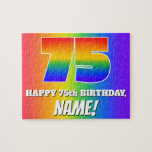 [ Thumbnail: 75th Birthday — Multicolored Rainbow Pattern “75” Jigsaw Puzzle ]