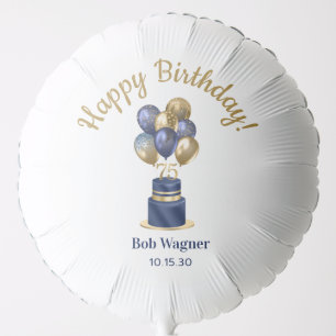 75th Birthday Navy Blue Balloon Cake