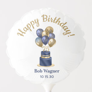 75th Birthday Navy Blue Balloon Cake
