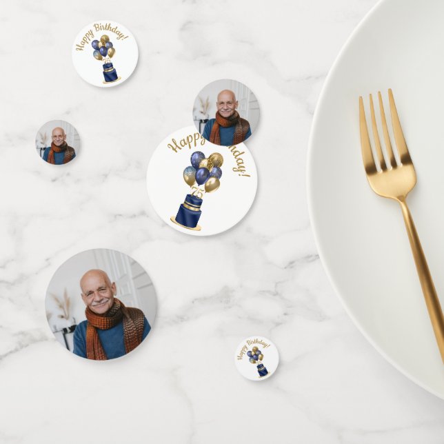 75th Birthday Navy Blue Balloon Cake Confetti (Group)