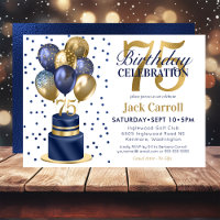 75th Birthday Navy Blue Balloon Cake