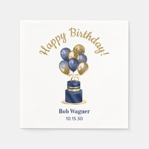 75th Birthday Navy Blue Balloon Cake Napkins