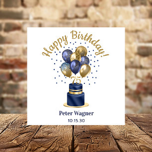75th Birthday Navy Blue Balloon Cake Napkins