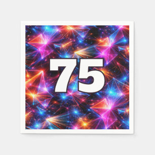 75th Birthday Neon Polygon Abstract Napkins