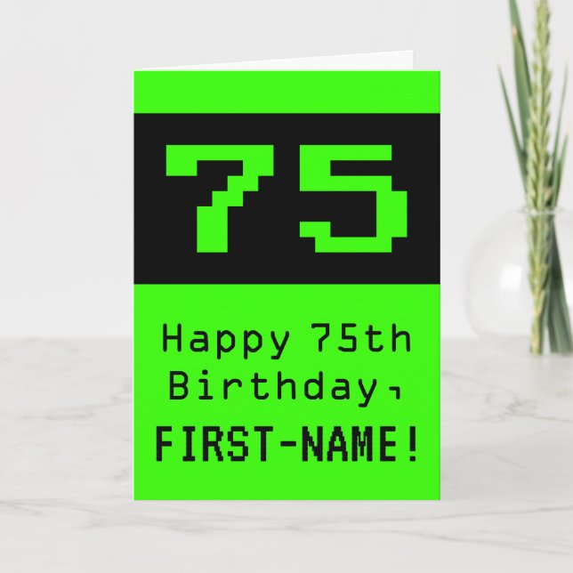 75th Birthday: Nerdy / Geeky Style "75" and Name Card (Front)
