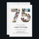 75th Birthday Number 75 Custom Photo Collage Invitation<br><div class="desc">Mark seventy five years of wonderful memories and adventures with this captivating 75th Birthday Number Photo Collage. This customizable template is the perfect blend of creativity and sentiment, allowing you to create a truly memorable gift for your loved one's special day. Capture the essence of incredible years in a single...</div>