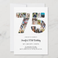75th Birthday Number 75 Custom Photo Collage
