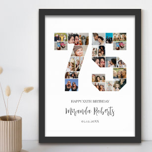 75th Birthday Number 75 Custom Photo Collage Poster