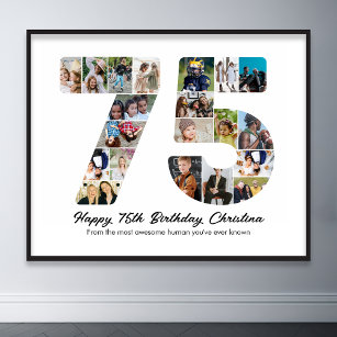75th Birthday Number 75 Photo Collage Anniversary Poster