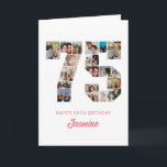 75th Birthday Number 75 Photo Collage Personalized Card<br><div class="desc">Celebrate momentous 75th Birthday with this cute card. It's a personalized photo collage birthday card that allows you to create a truly unique and memorable design. This customizable template lets you insert your own cherished photos, capturing the precious moments throughout the year. This custom card is perfect for commemorating your...</div>