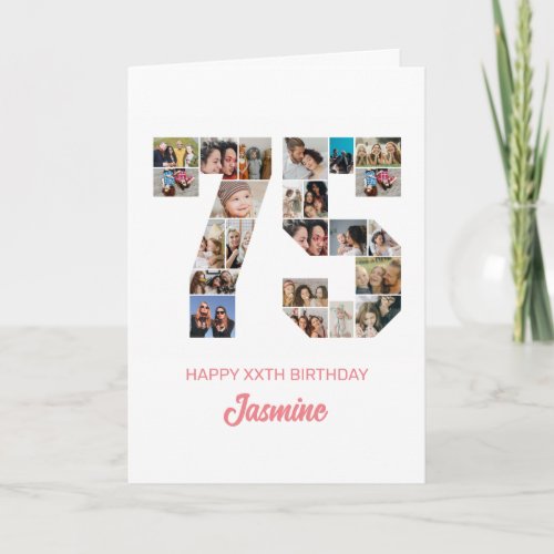 75th Birthday Number 75 Photo Collage Personalized Card