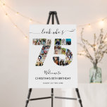 75th Birthday Number 75 Photo Collage Welcome Foam Board<br><div class="desc">Mark seventy five years of wonderful memories and adventures with this captivating 75th Birthday Number Photo Collage. This customizable template is the perfect blend of creativity and sentiment, allowing you to create a truly memorable gift for your loved one's special day. Capture the essence of incredible years in a single...</div>