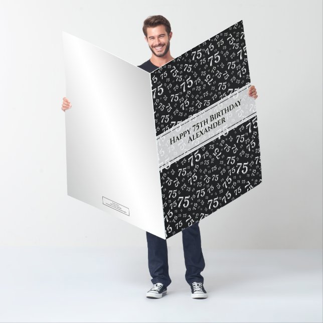 75th Birthday Number Pattern Black/WhiteJumbo Card (In Situ)