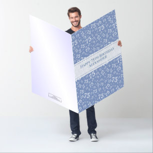 75th Birthday Number Pattern Blue/White Jumbo Card
