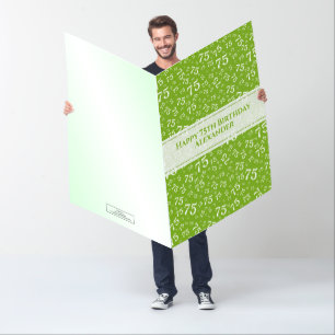 75th Birthday Number Pattern Green/White Jumbo Card