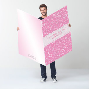 75th Birthday Number Pattern Pink/White Jumbo Card