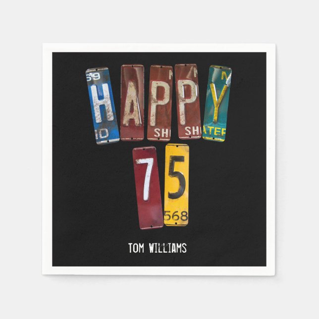 75th Birthday old license plate collection Napkins (Front)