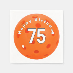 75th Birthday Orange Pickleball Napkins