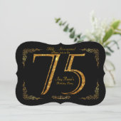 75th,Birthday party 75th,great Gatsby,black & gold Invitation (Standing Front)