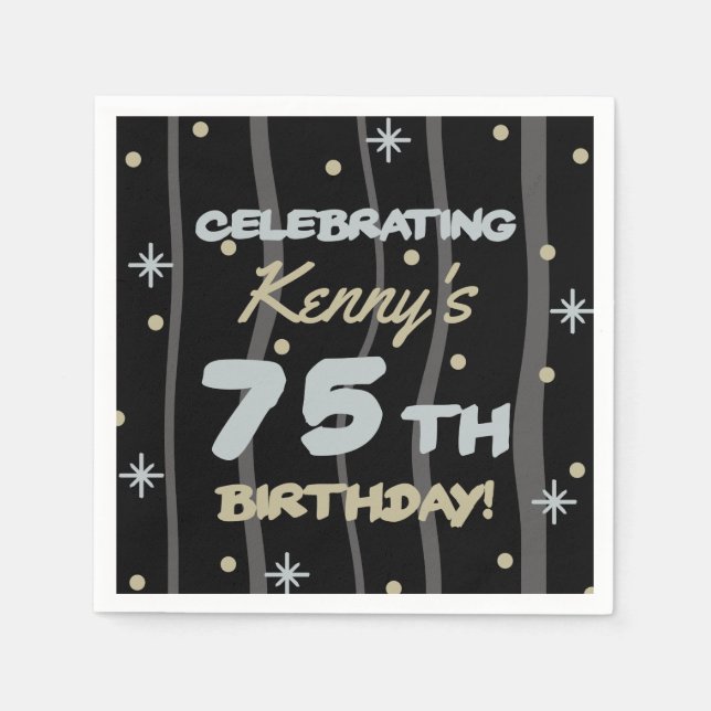 75th Birthday Party Add Your Name Napkins (Front)