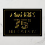 [ Thumbnail: 75th Birthday Party — Art Deco Style “75” + Name Invitation ]