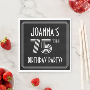 75th Birthday Party: Art Deco Style + Custom Name Napkins