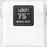 [ Thumbnail: 75th Birthday Party: Art Deco Style & Custom Name Sticker ]