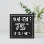 [ Thumbnail: 75th Birthday Party: Art Deco Style W/ Custom Name Invitation ]