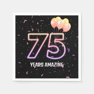 75th Birthday Party Balloons and Confetti Napkins