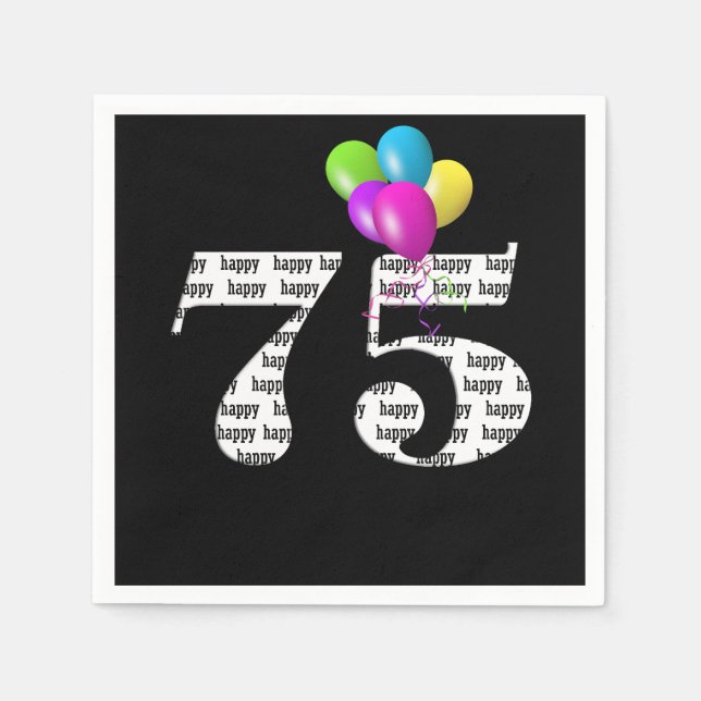 75th birthday party balloons napkins (Front)