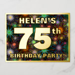 [ Thumbnail: 75th Birthday Party: Bold, Colorful Fireworks Look Postcard ]