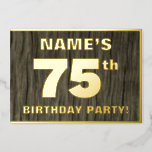 [ Thumbnail: 75th Birthday Party: Bold, Faux Wood Grain Pattern Invitation ]
