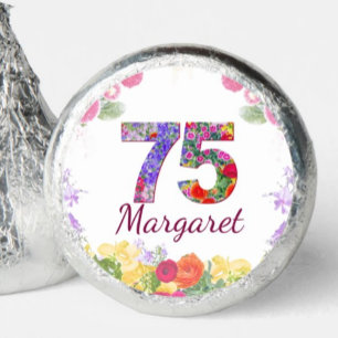 75th Birthday Party Chocolates Floral Personalized Hershey®'s Kisses®