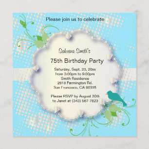 75th Birthday Party DIY Text Invitation