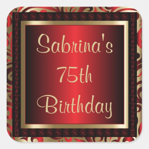 75th Birthday Party  DIY Text Square Sticker